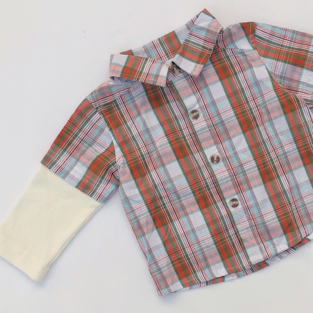 NWT BT Kids Plaid Button Up Long Sleeve Shirt 3/6M - Picture 6 of 6